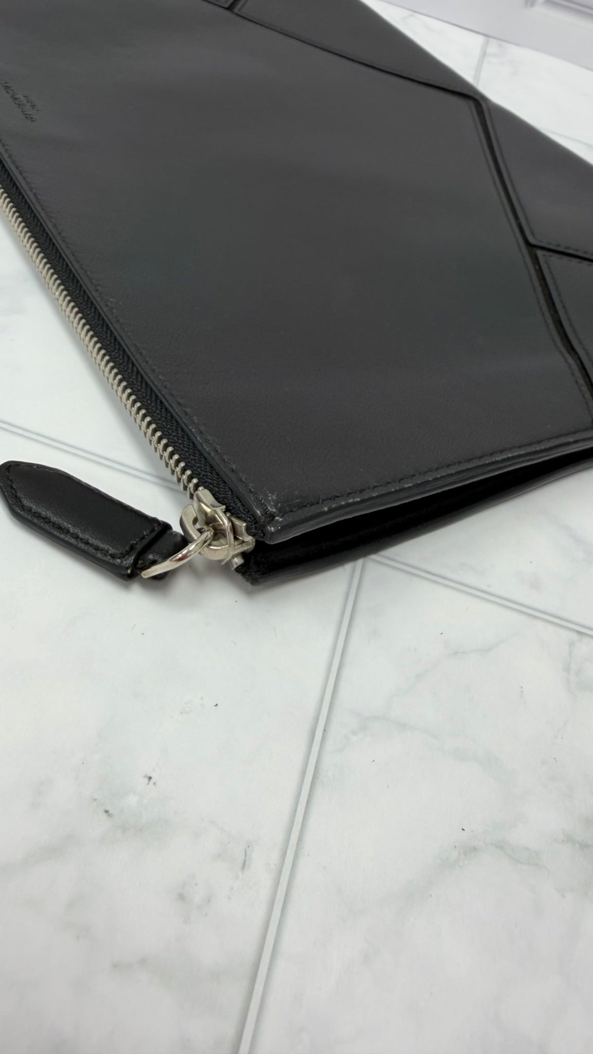 Givenchy Black Leather Large Zip Clutch