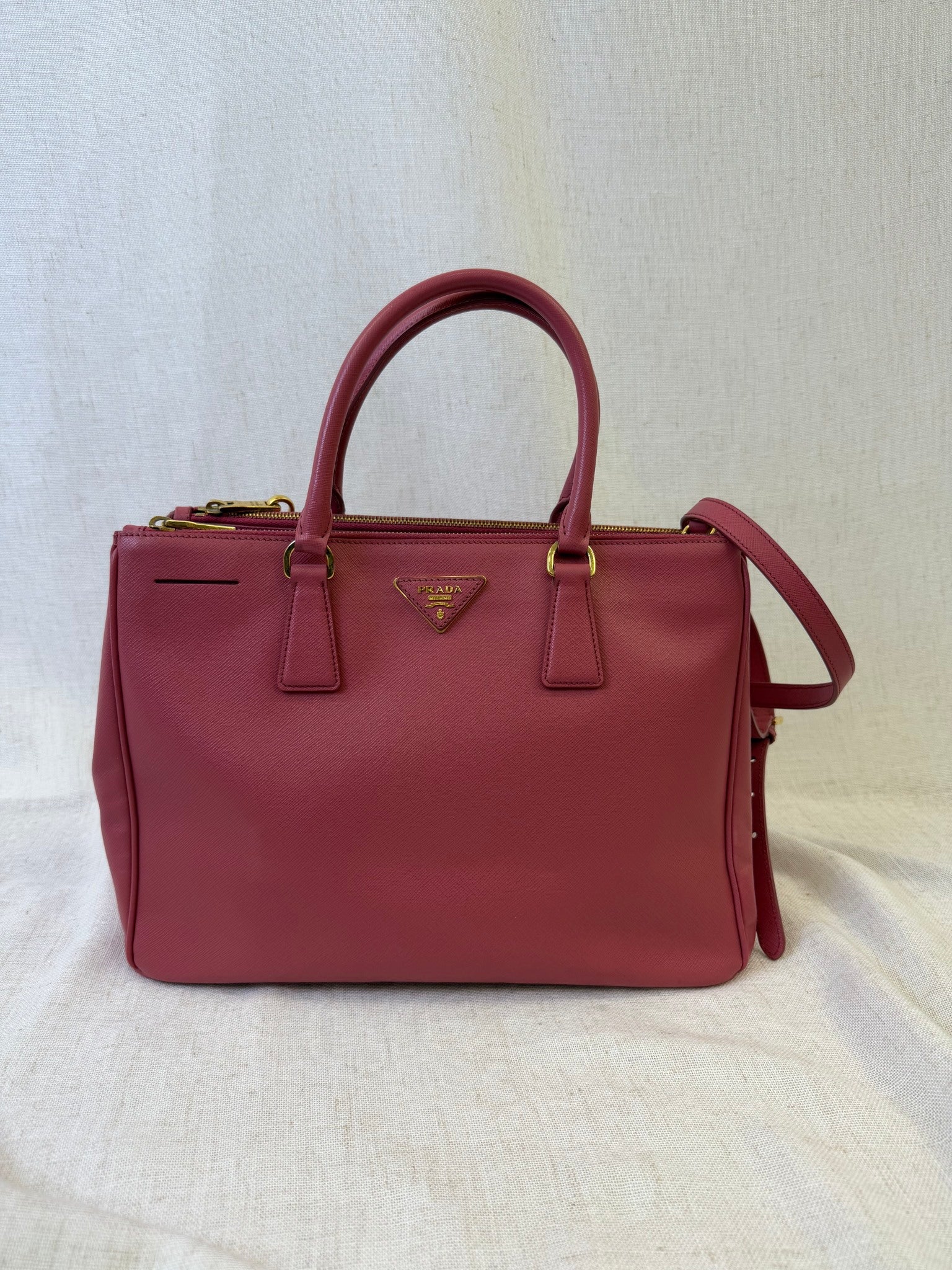 Prada Pink Saffiano Leather Galleria Two Way Tote