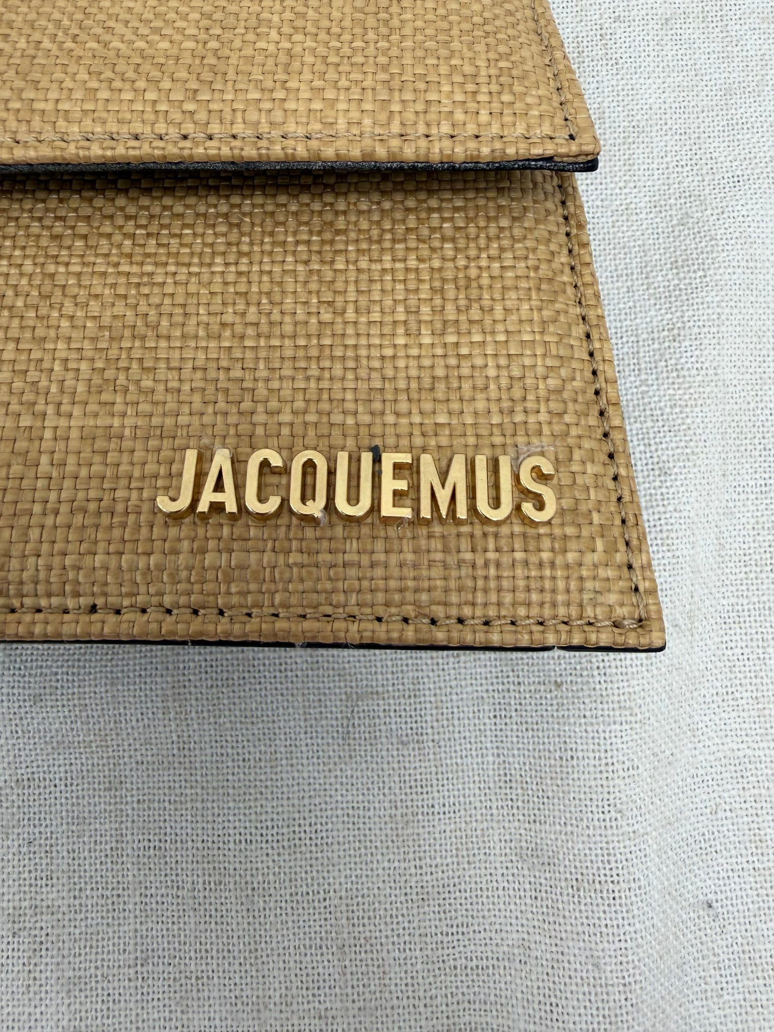 LIKE NEW- Jacquemus Beige Raffia Le Bambino Shoulder Bag