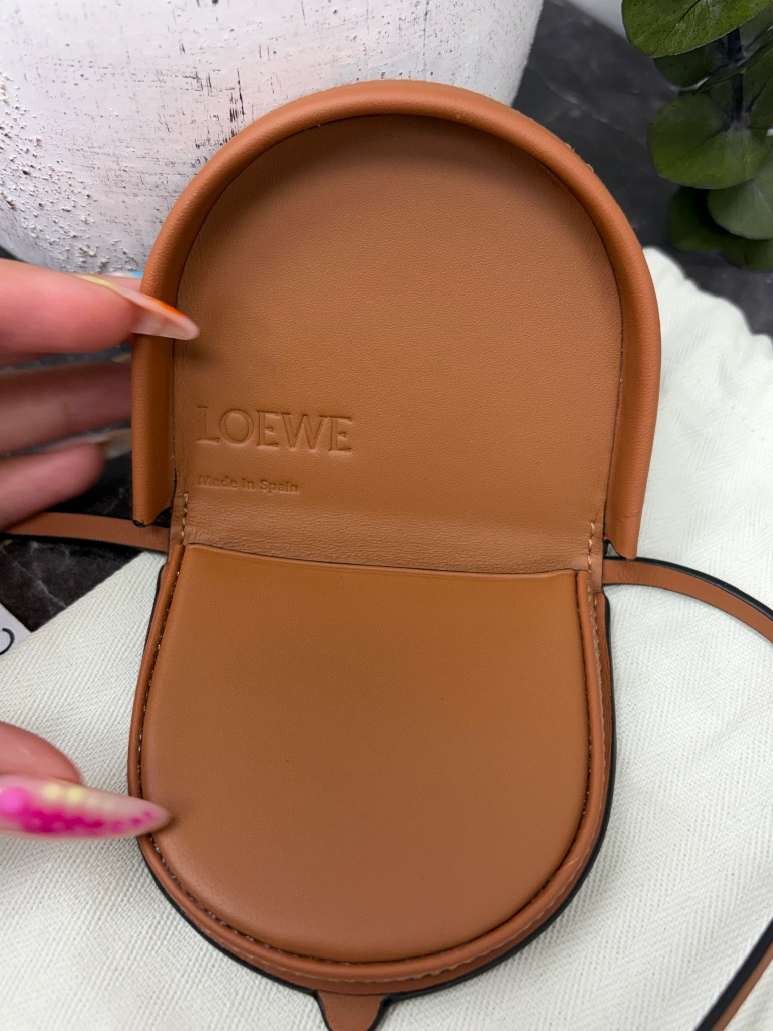 Loewe Brown Leather Heel Crossbody Pouch
