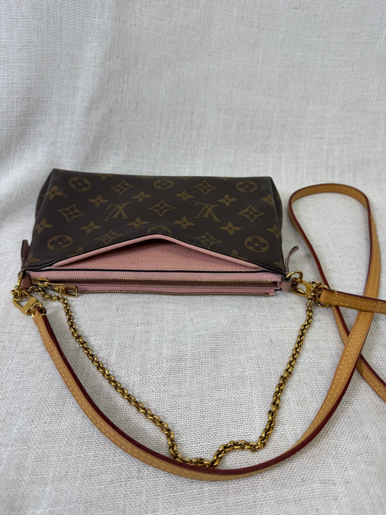 Louis Vuitton Pink Canvas Pallas Clutch Crossbody