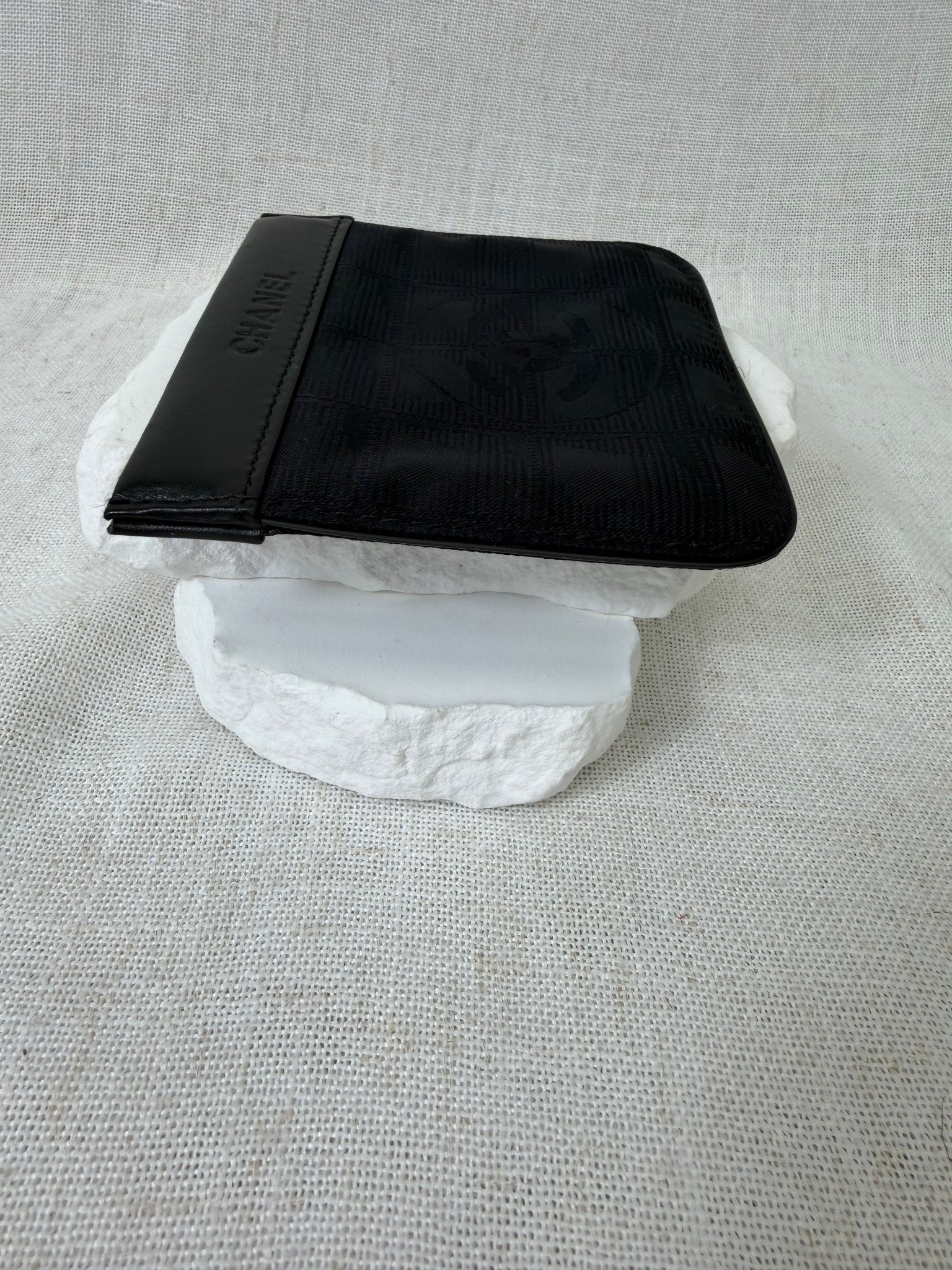 Chanel Black Nylon Travel Line Jacquard Pouch