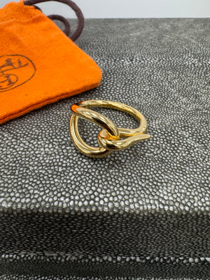 Hermes Gold Tone Jumbo Scarf Ring