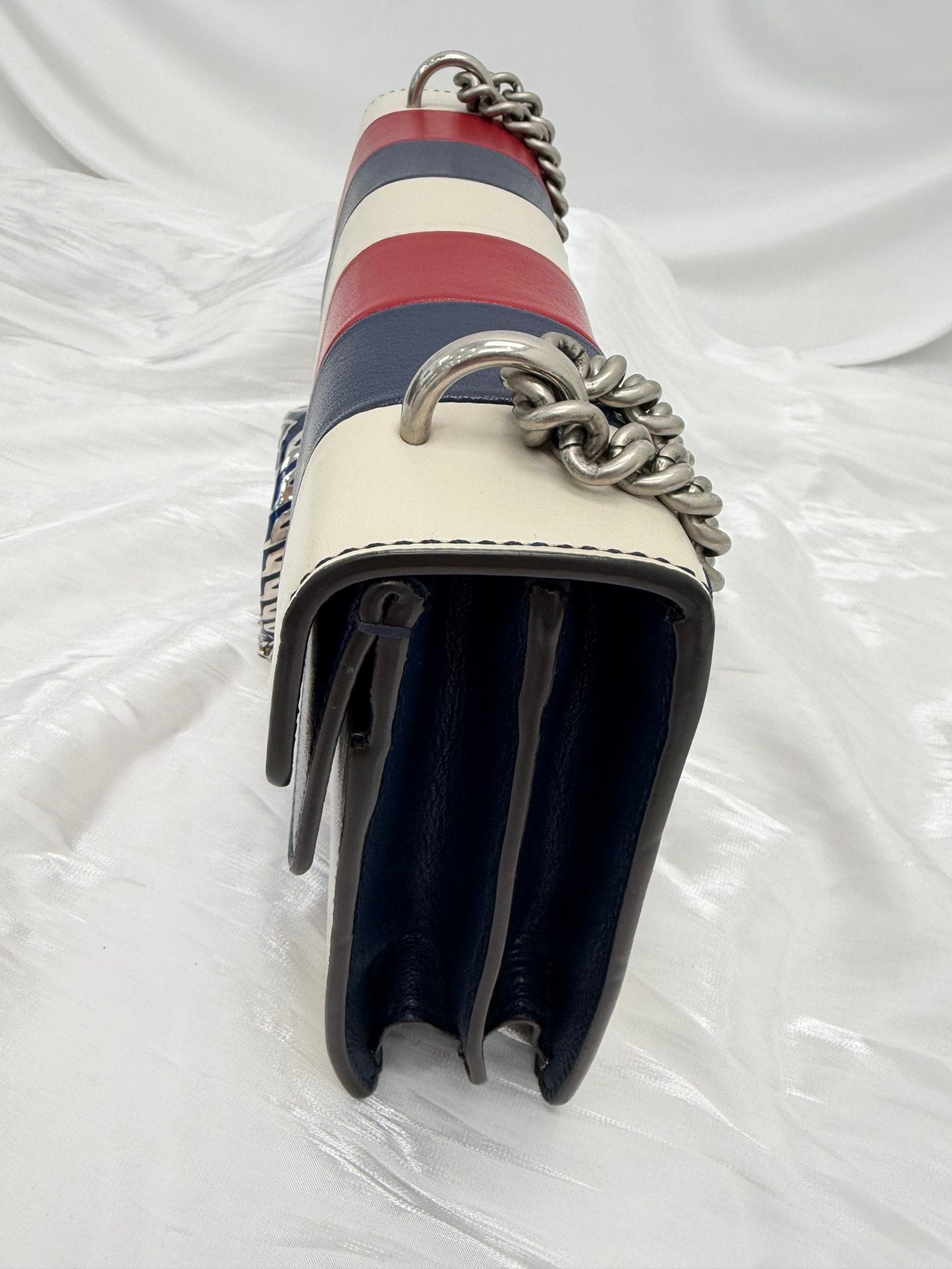 Gucci Red, White Blue Goatskin Limited Edition Small Dionysus Chain Bag