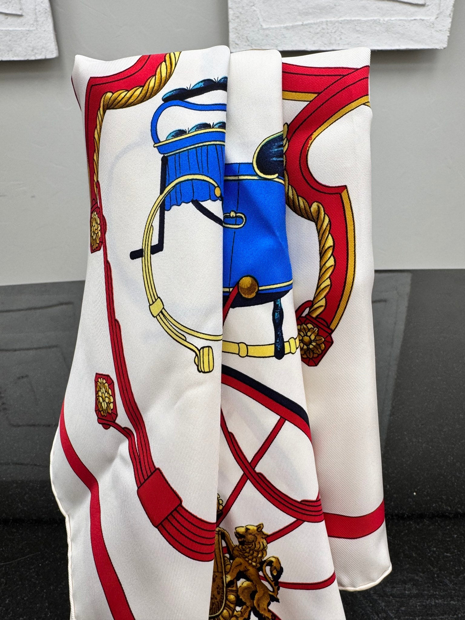 Hermes Red Blue And Cream Silk Springs Scarf