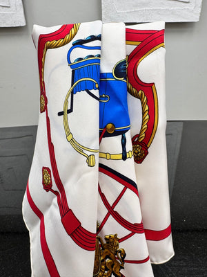 Hermes Red Blue And Cream Silk Springs Scarf