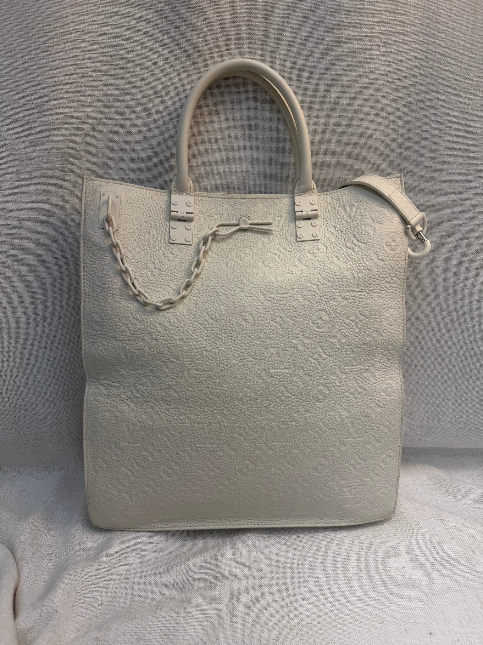 Louis Vuitton X Virgil Abloh White Taurillon Leather Sac Plat Tote Bag