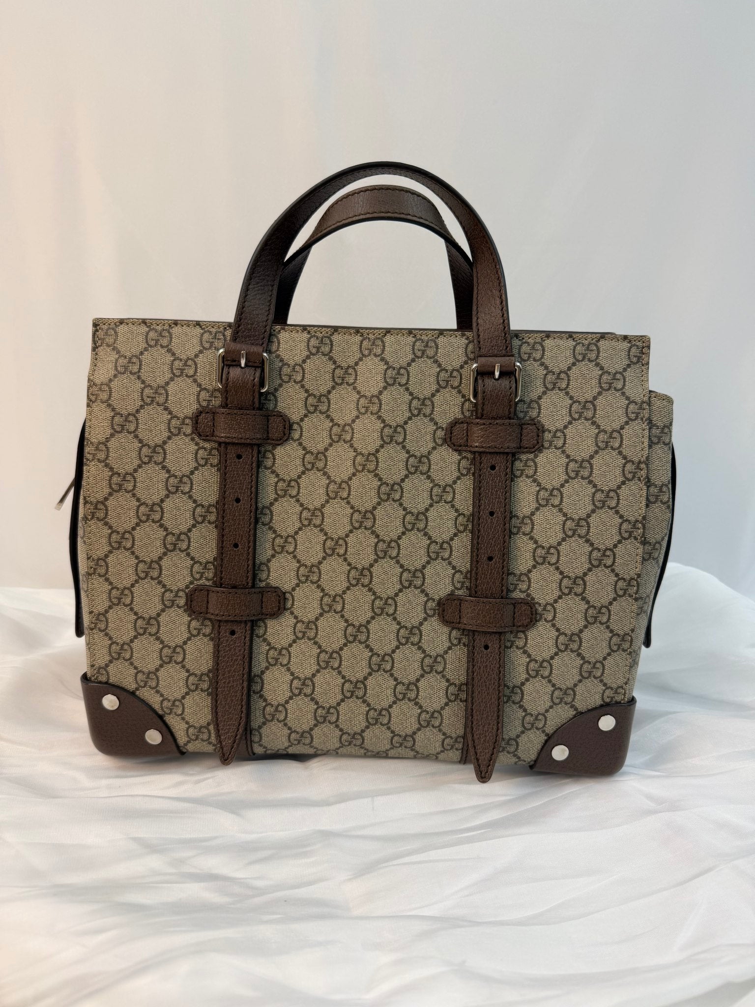 Gucci Brown GG Coated Canvas Bucket Travel Tote