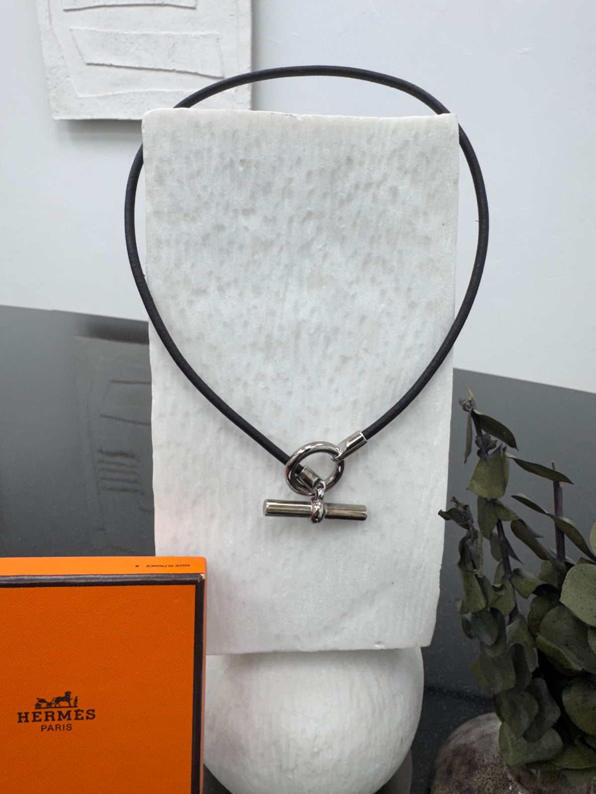 Hermes Black Leather Glenan Choker