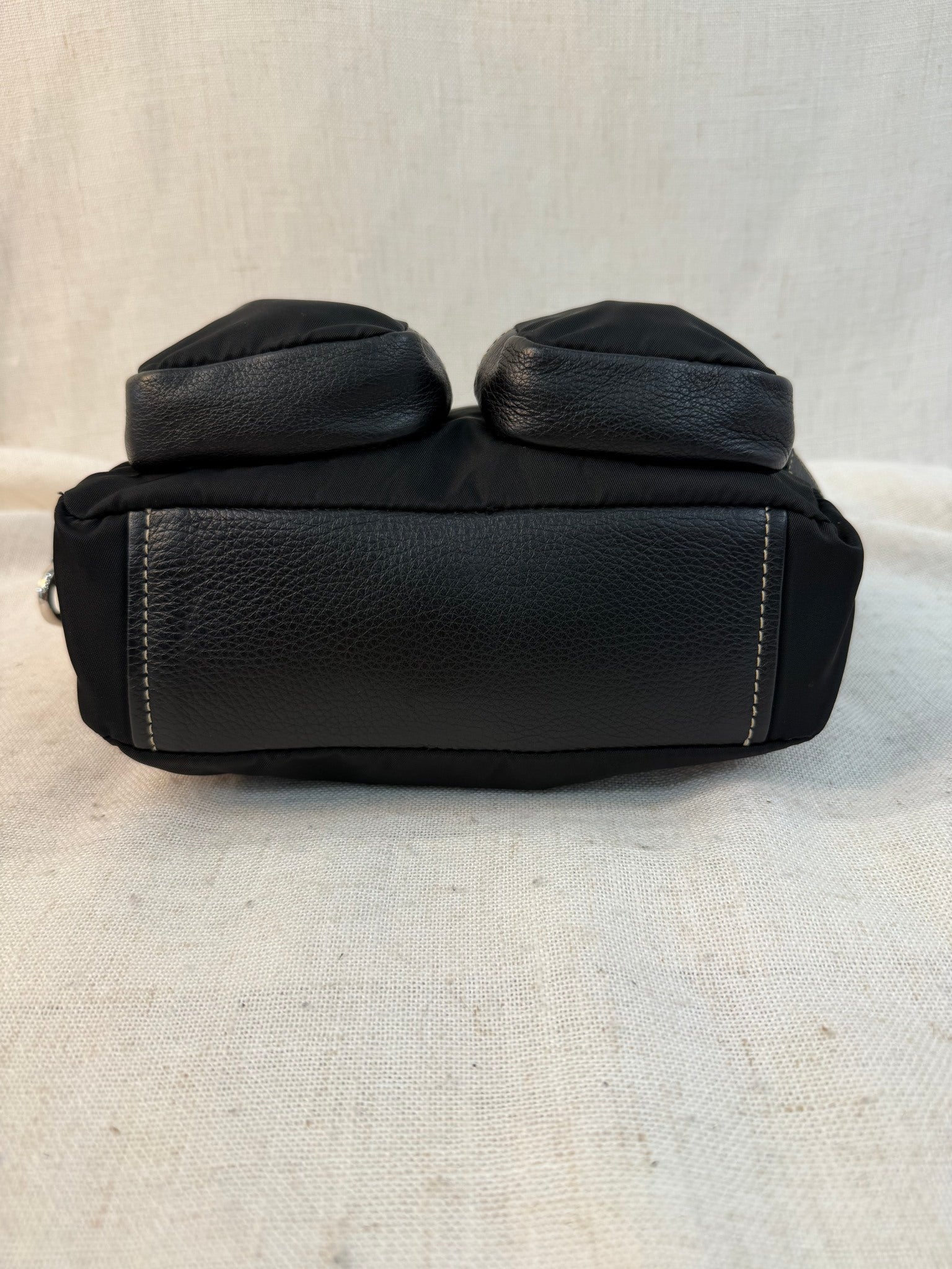 Prada Black Nylon Tessuto Double Pocket Shoulder Bag