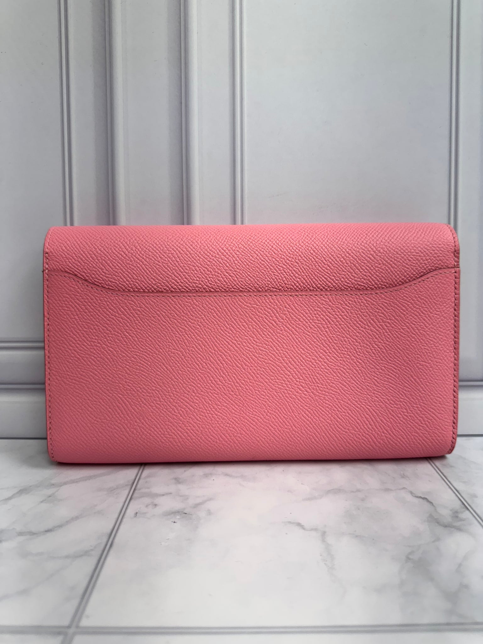 LIKE NEW - Hermes Pink Grained Leather Constance Long Wallet