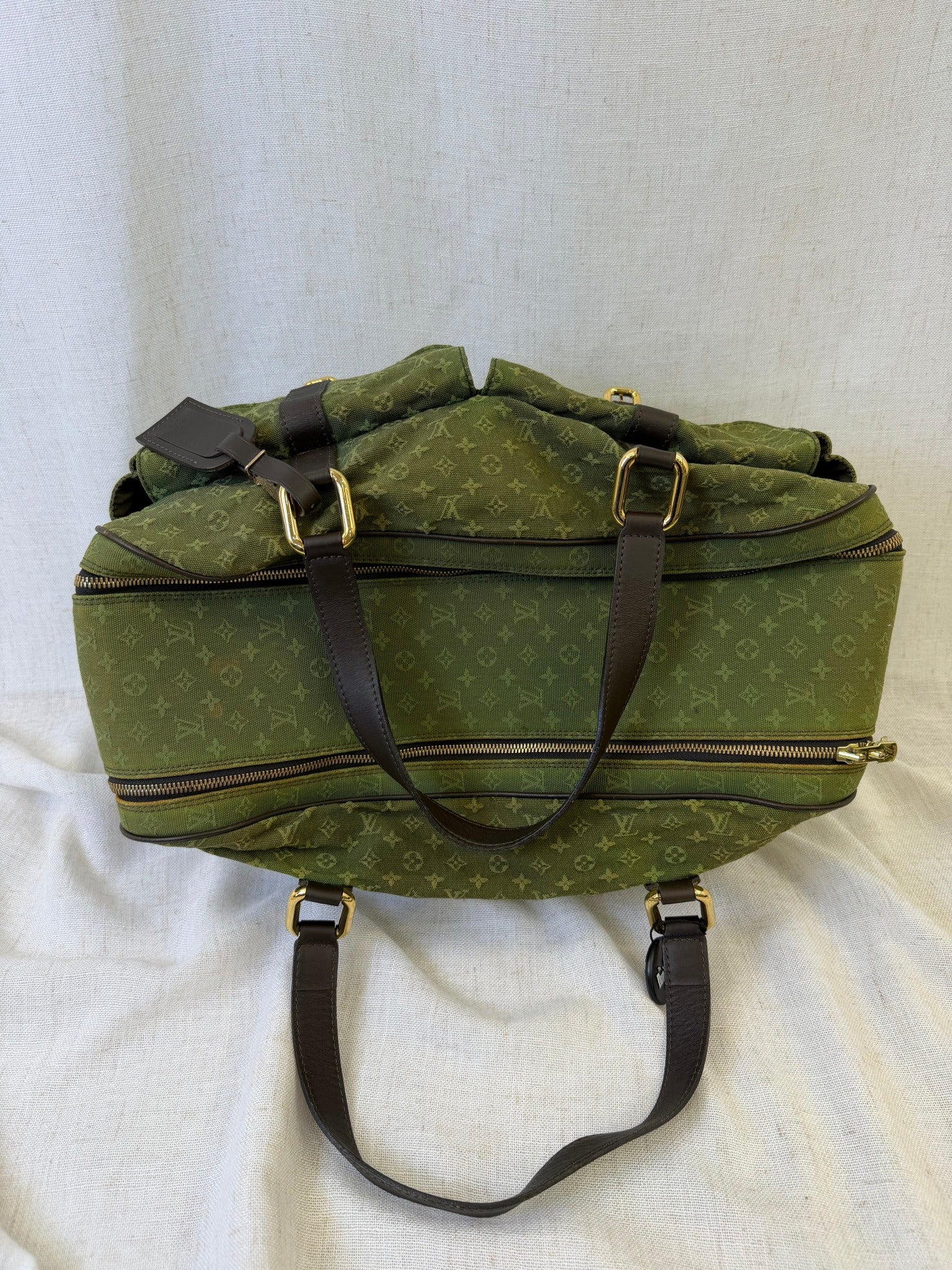 Louis Vuitton Olive Green Monogram Canvas Mini Lin Claudine Duffle Bag