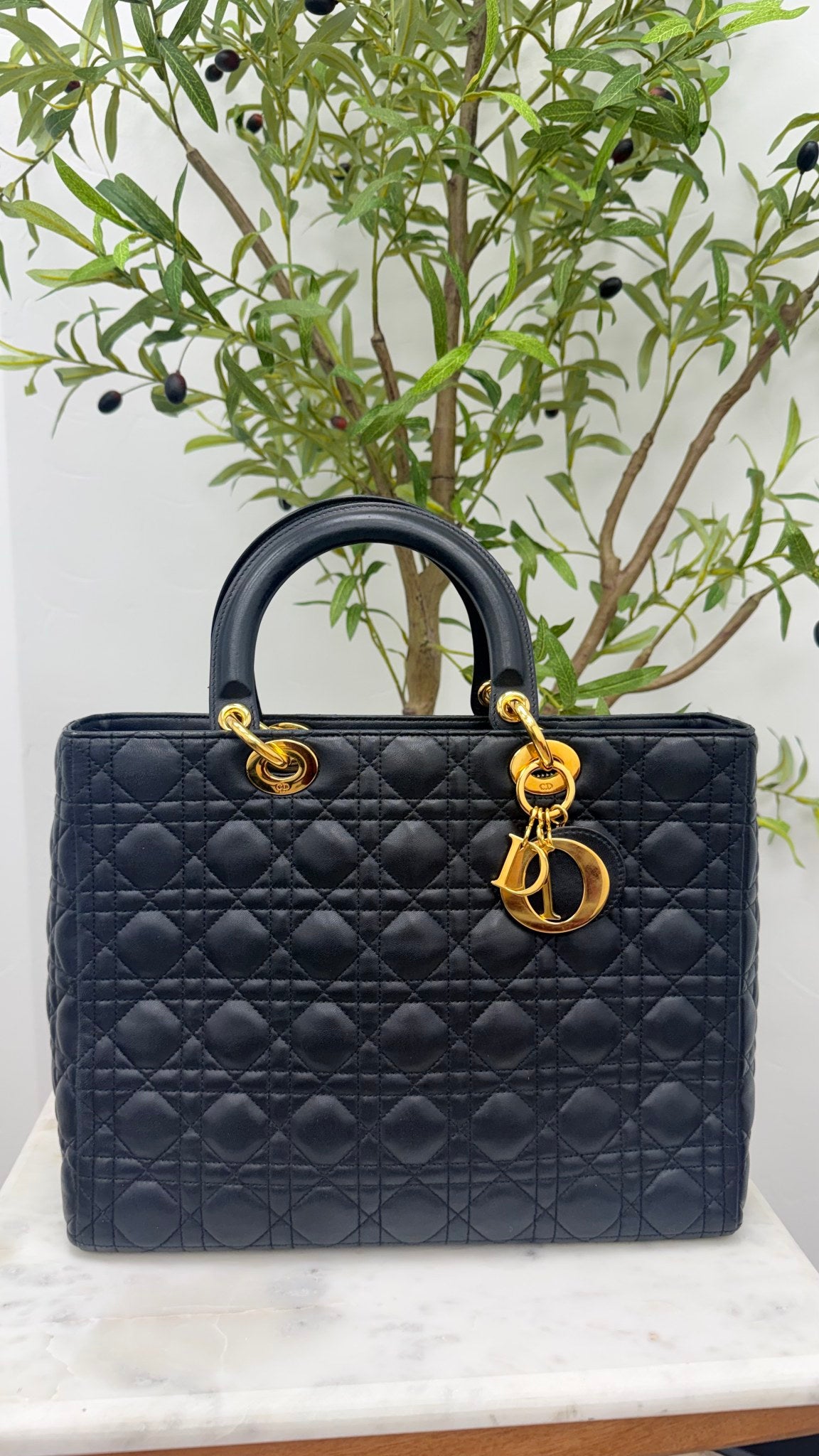 Christian Dior Black Quilted Lambskin Lady Dior Handbag