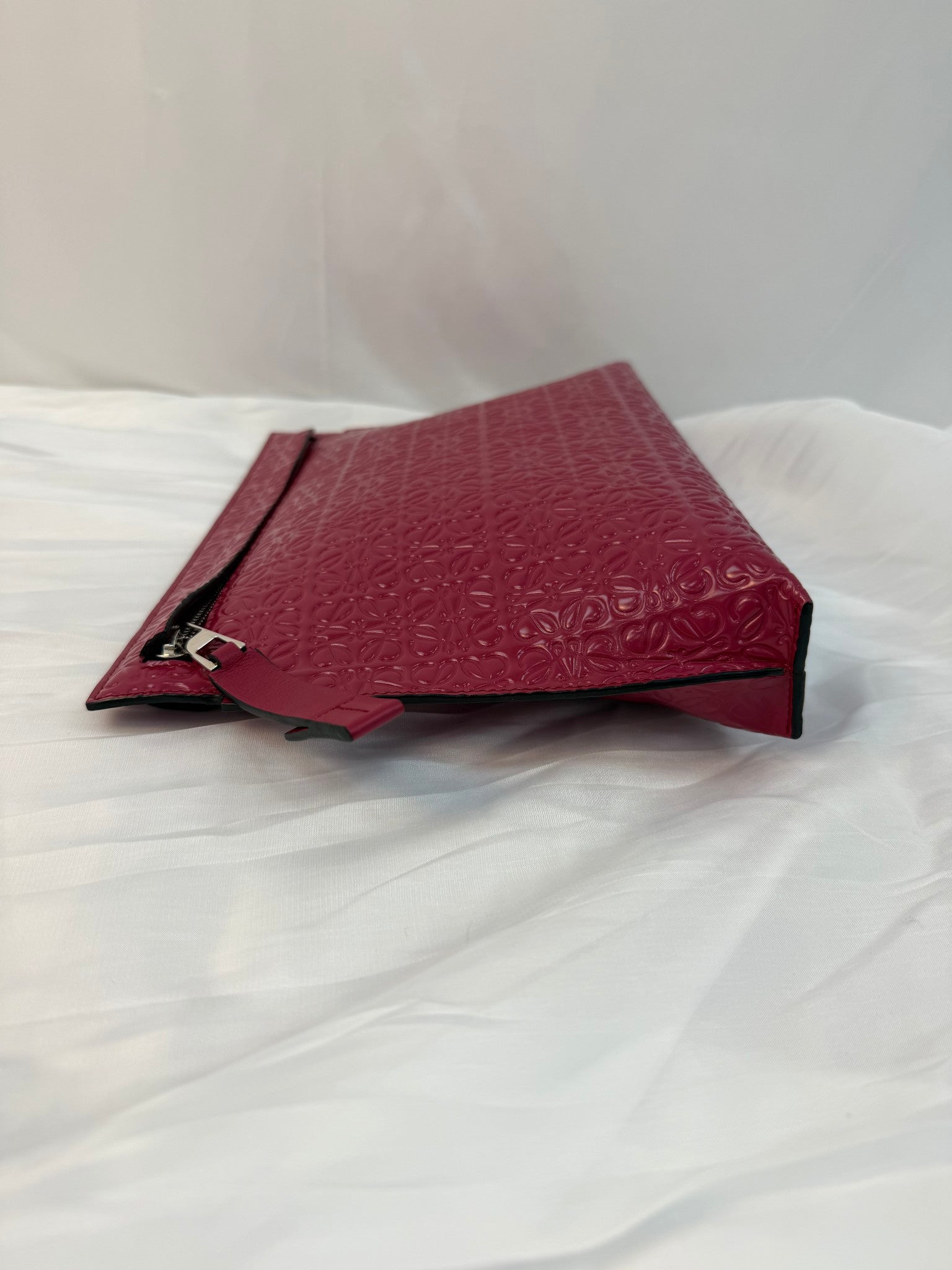 Loewe Raspberry Glazed Leather T Pouch