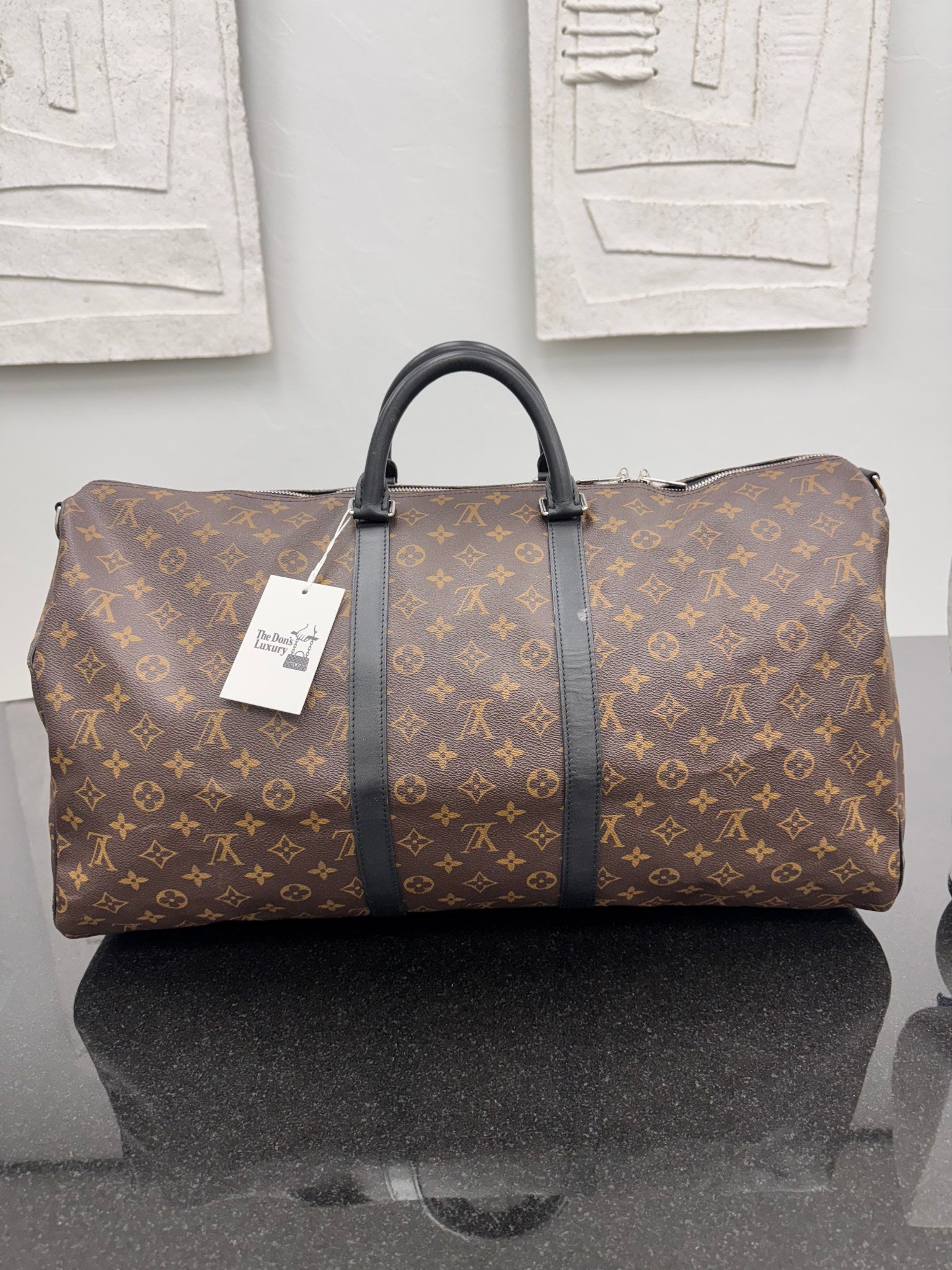 Louis Vuitton Monogram Macassar Keepall Bandouliere 55
