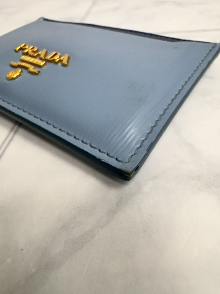 Prada Blue Leather Card Case 