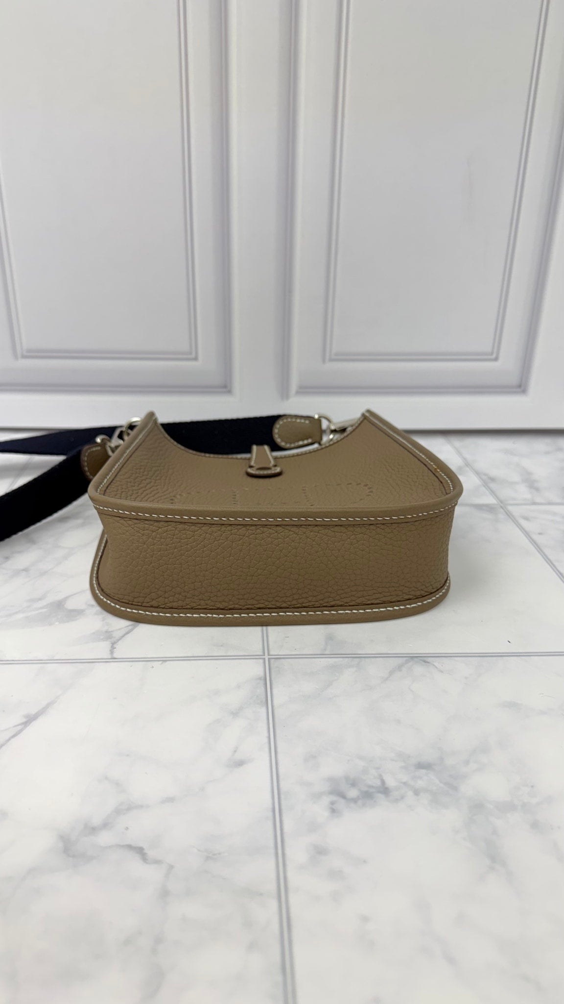 Hermes Etoupe Clemence Leather Mini Evelyne TPM 16 Crossbody Bag 