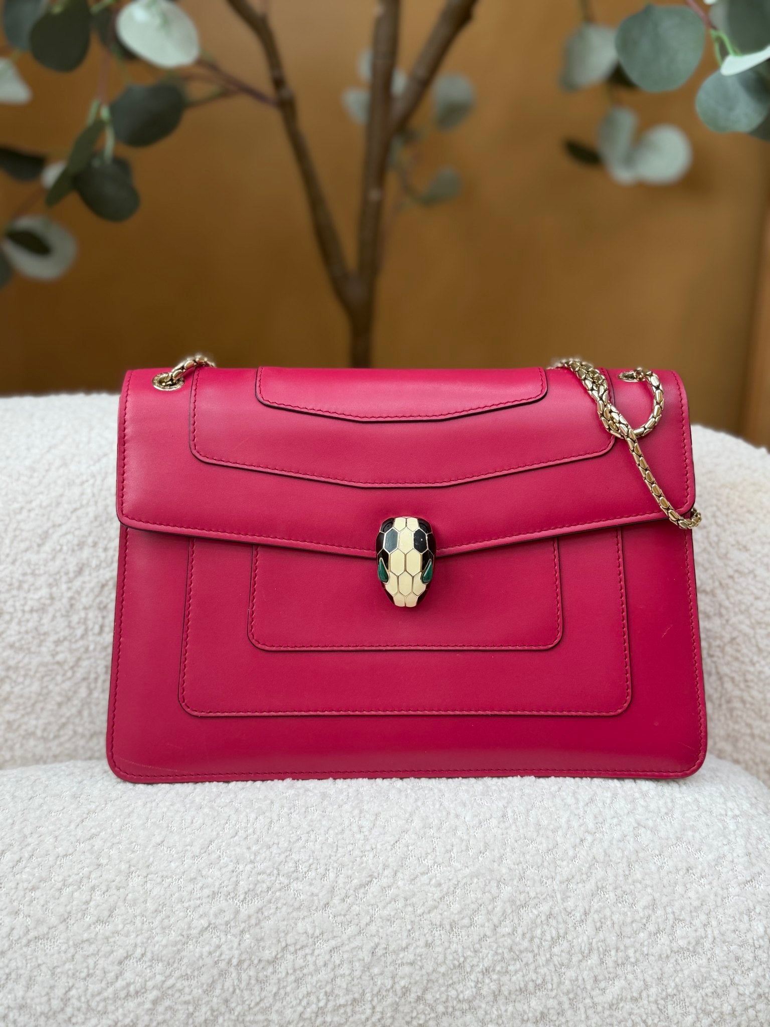 Bvlgari Pink Leather Serpenti Forever Shoulder Bag