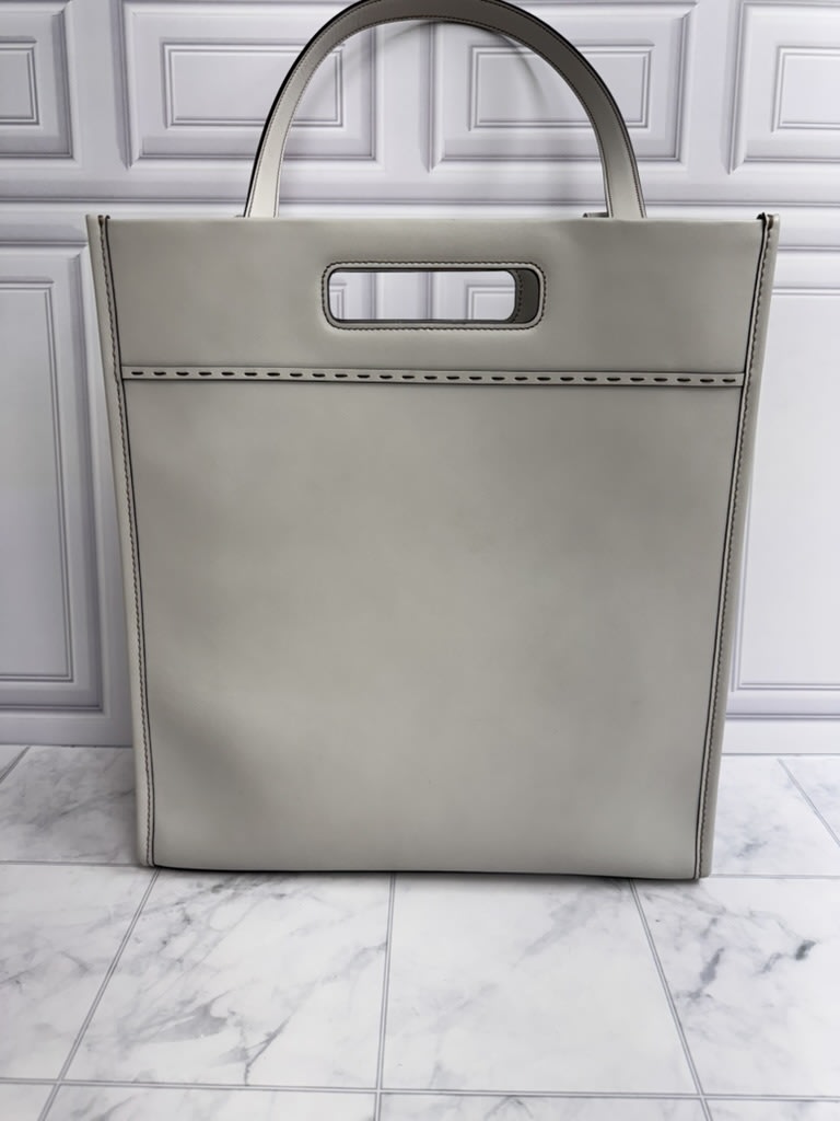 Fendi Grey Leather Large Shopper Tote Bag