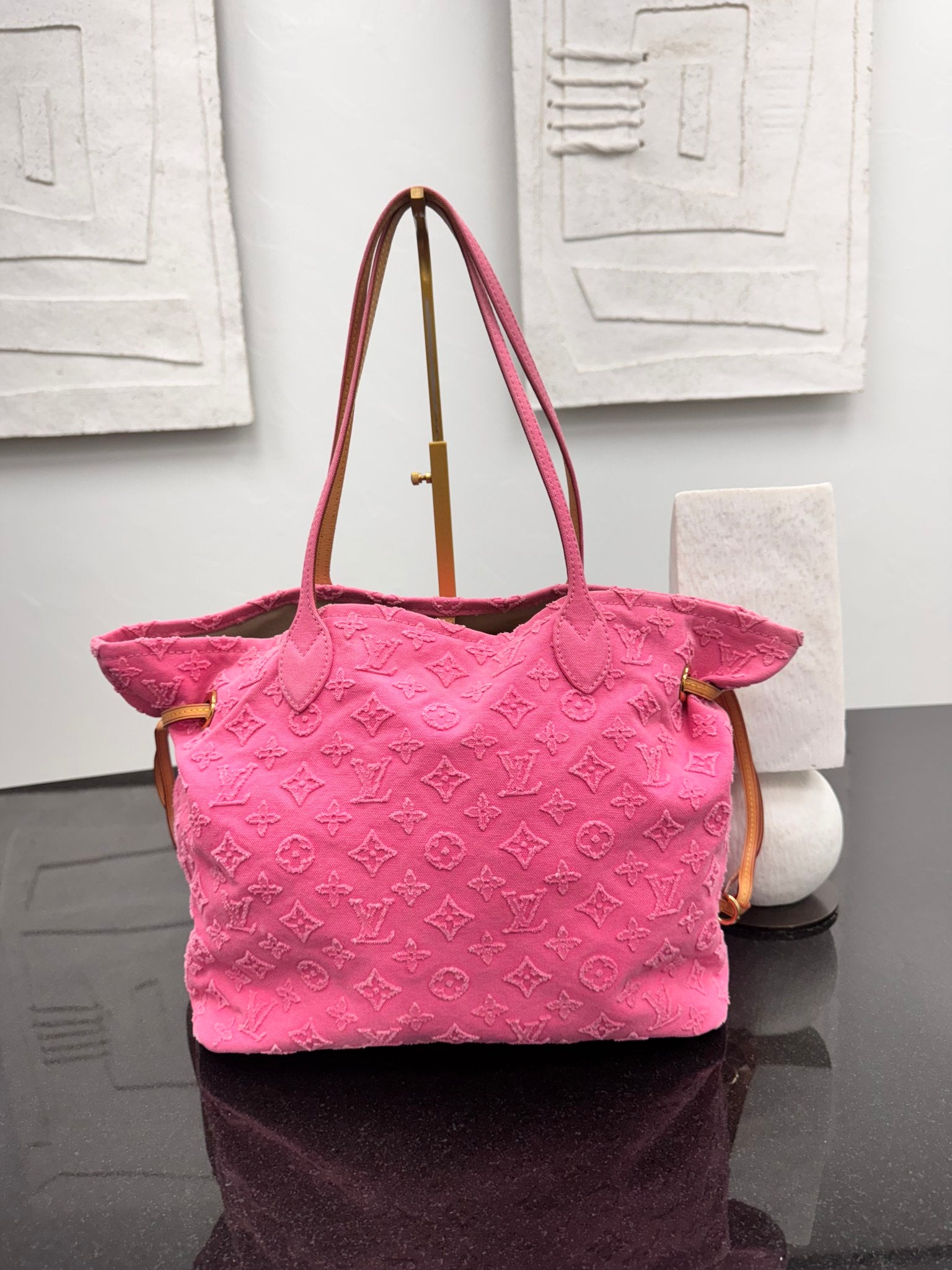 Louis Vuitton Pink Monogram Denim Stone Neverfull MM