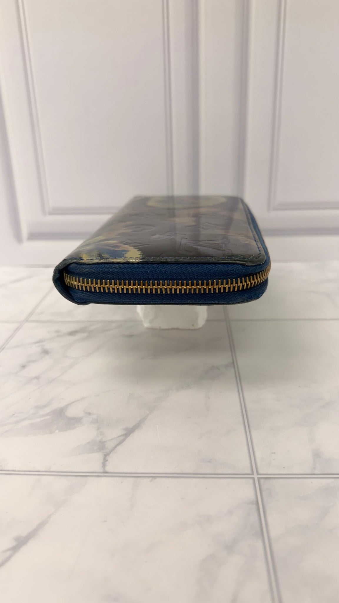 Louis Vuitton Blue Vernis Leather Ikat Zippy Wallet 