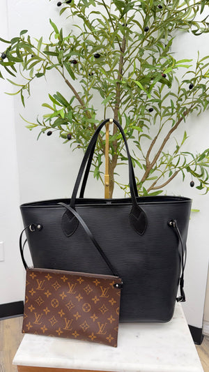 Louis Vuitton Black Epi Leather Neverfull MM Tote Bag