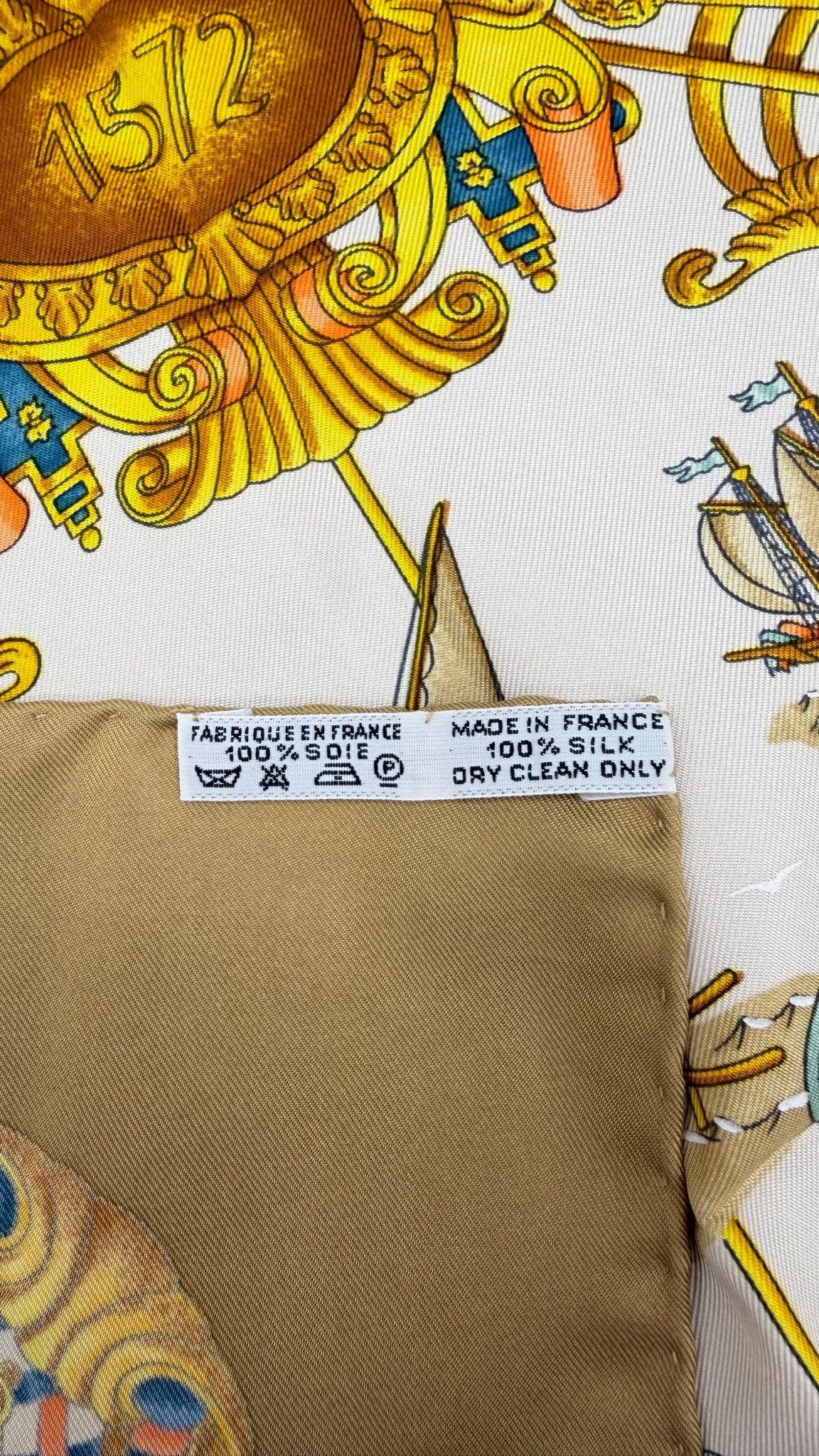 Hermes Vintage Golden Voiles De Lumiere Silk Scarf