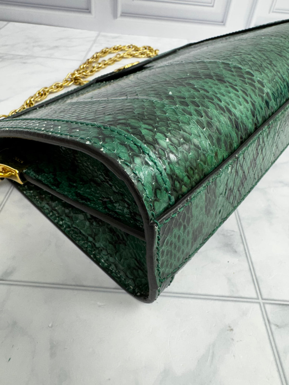 Gucci Green Snakeskin Ophidia Small Chain Shoulder Bag