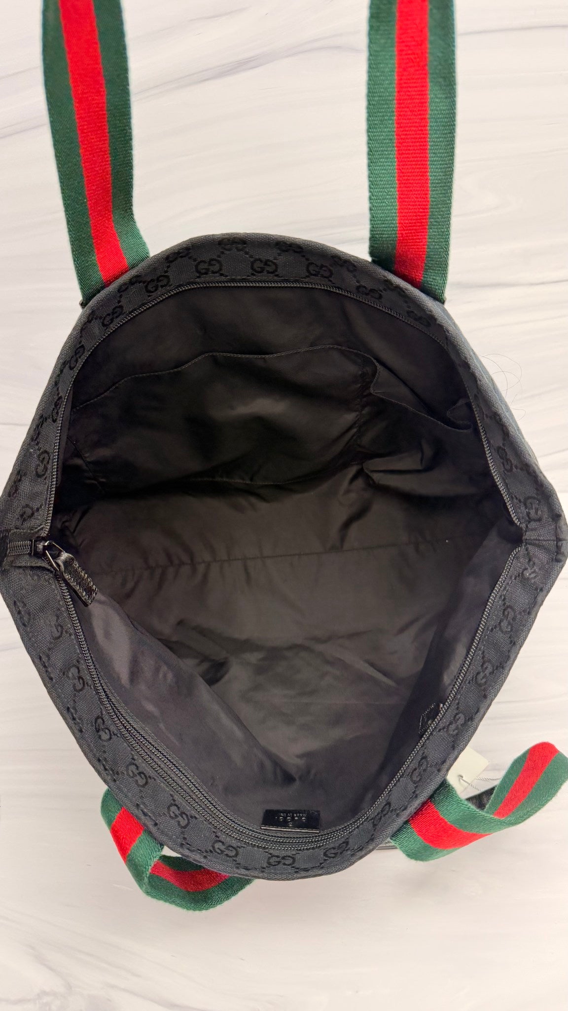 Gucci Black GG Canvas Web Handle Tote Bag