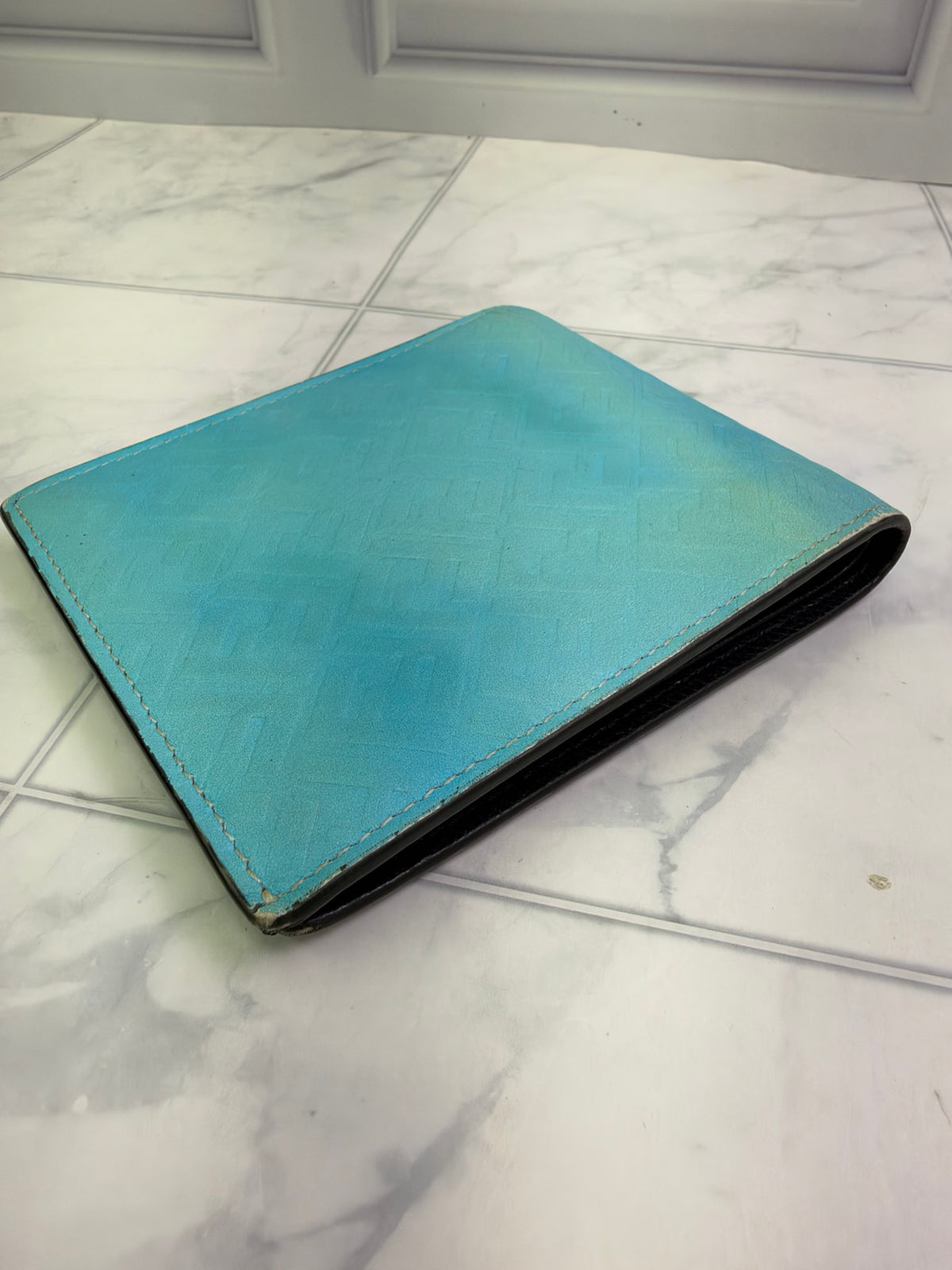 Fendi Blue Multicolor Leather Bifold Wallet 