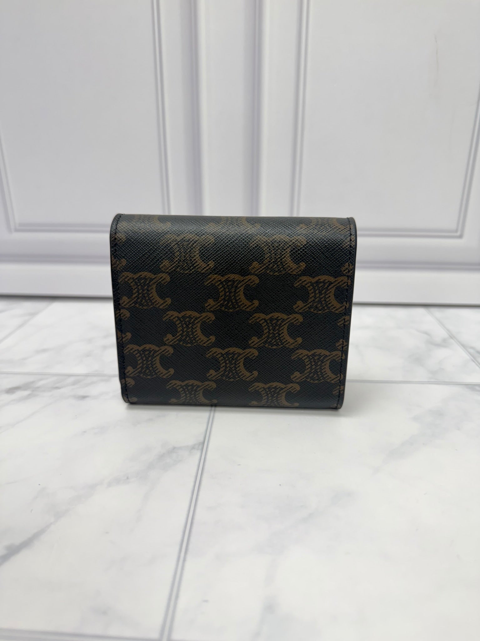 Celine Brown Macadam Compact Wallet 