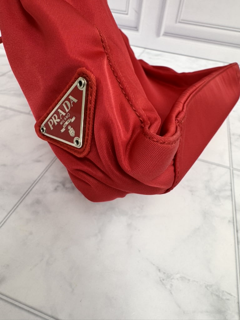 Prada Red Nylon Small Tote Bag