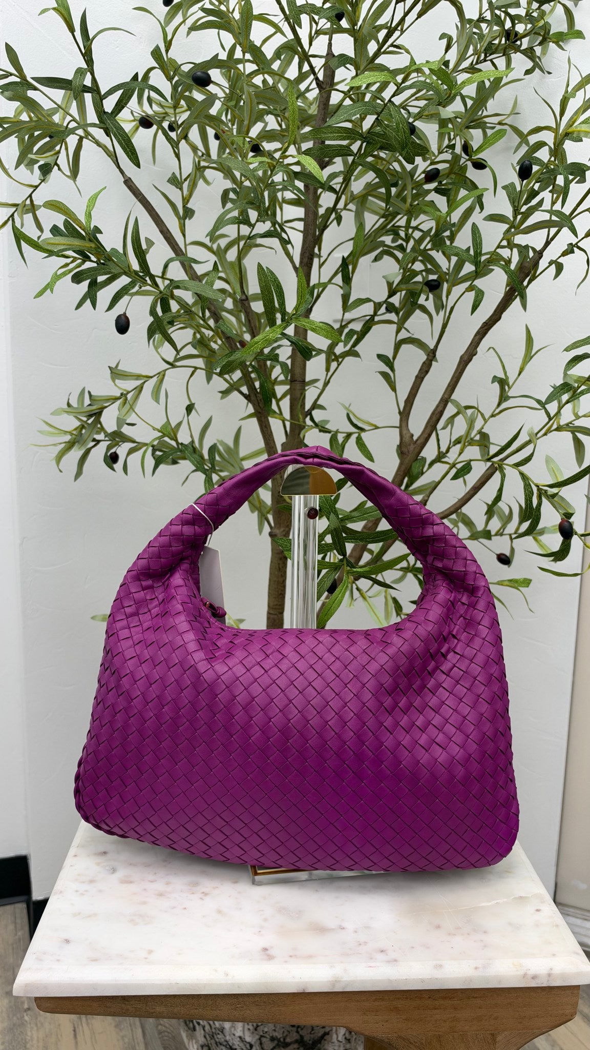 Bottega Veneta Purple Nappa Intrecciato Veneta Hobo Bag