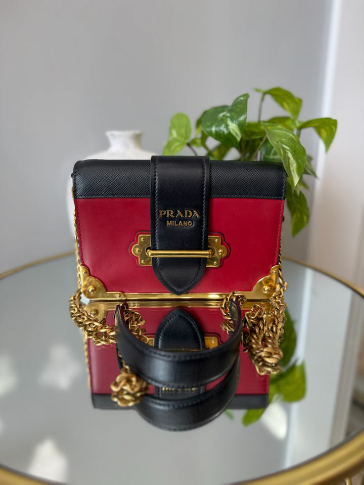 Prada Red & Black Leather Cahier Bag