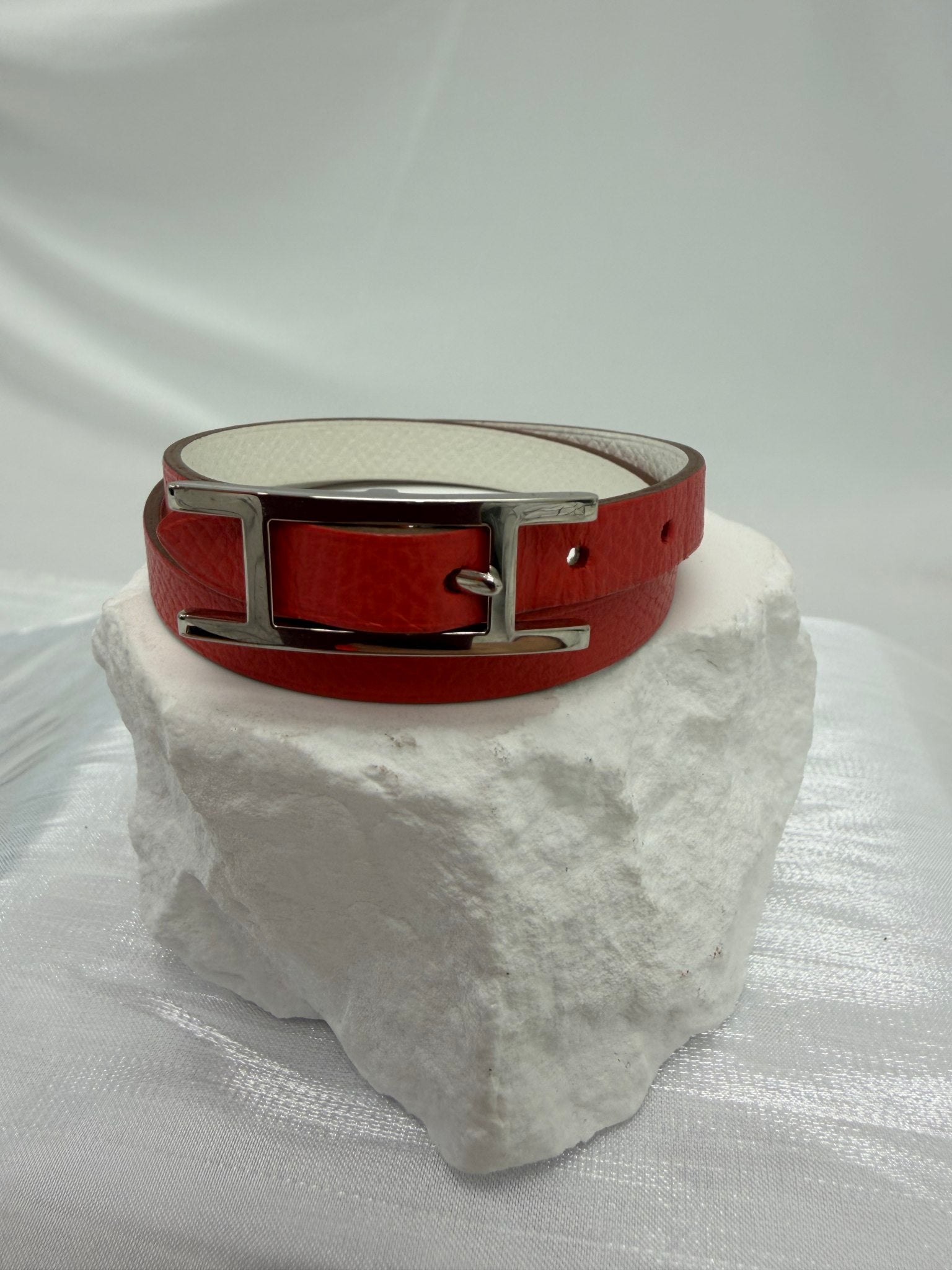 Hermes Pink Leather Double Wrap Bracelet