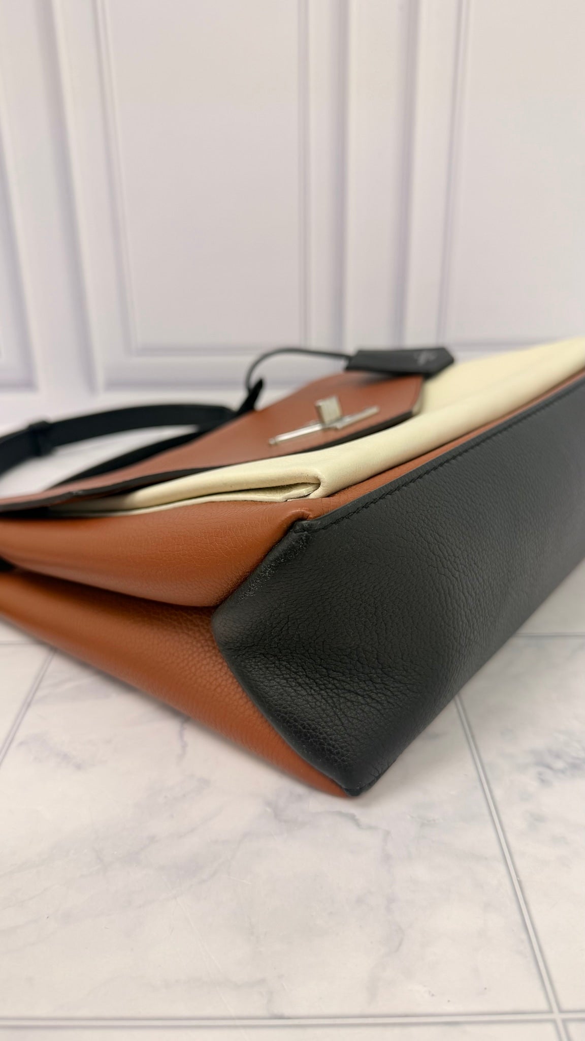 Louis Vuitton Brown And Beige Taurillon Leather My Lock Me 2Way Handbag 