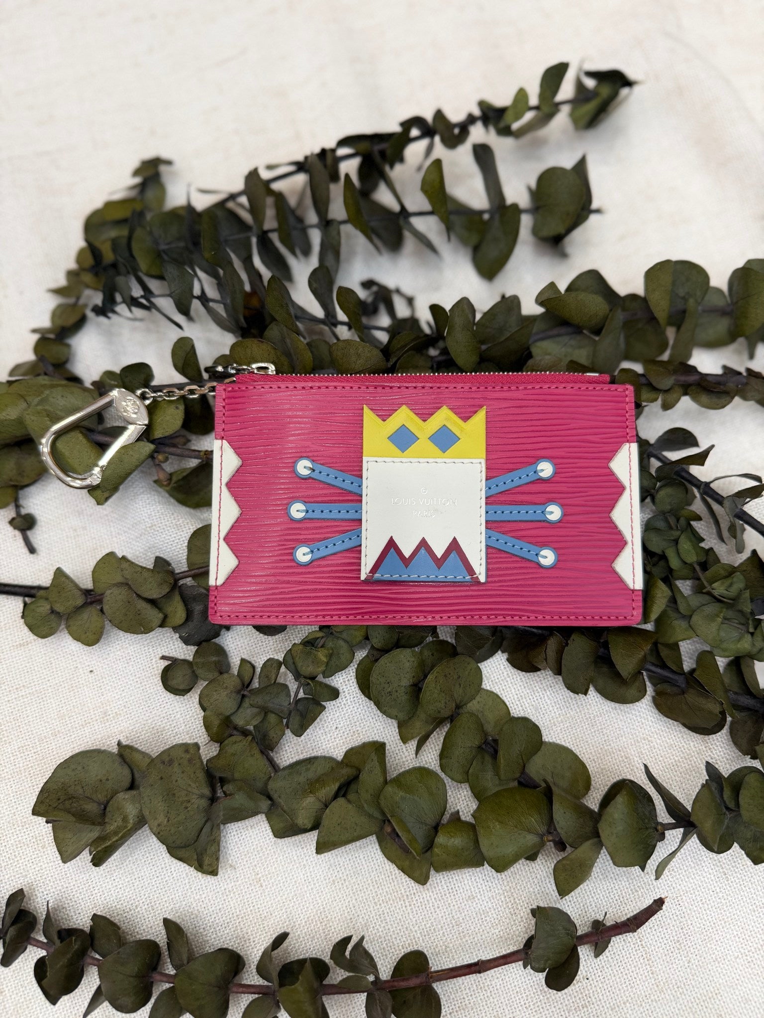 Louis Vuitton Pink Epi Leather Tribal Mask Pochette Cles Coin Pouch