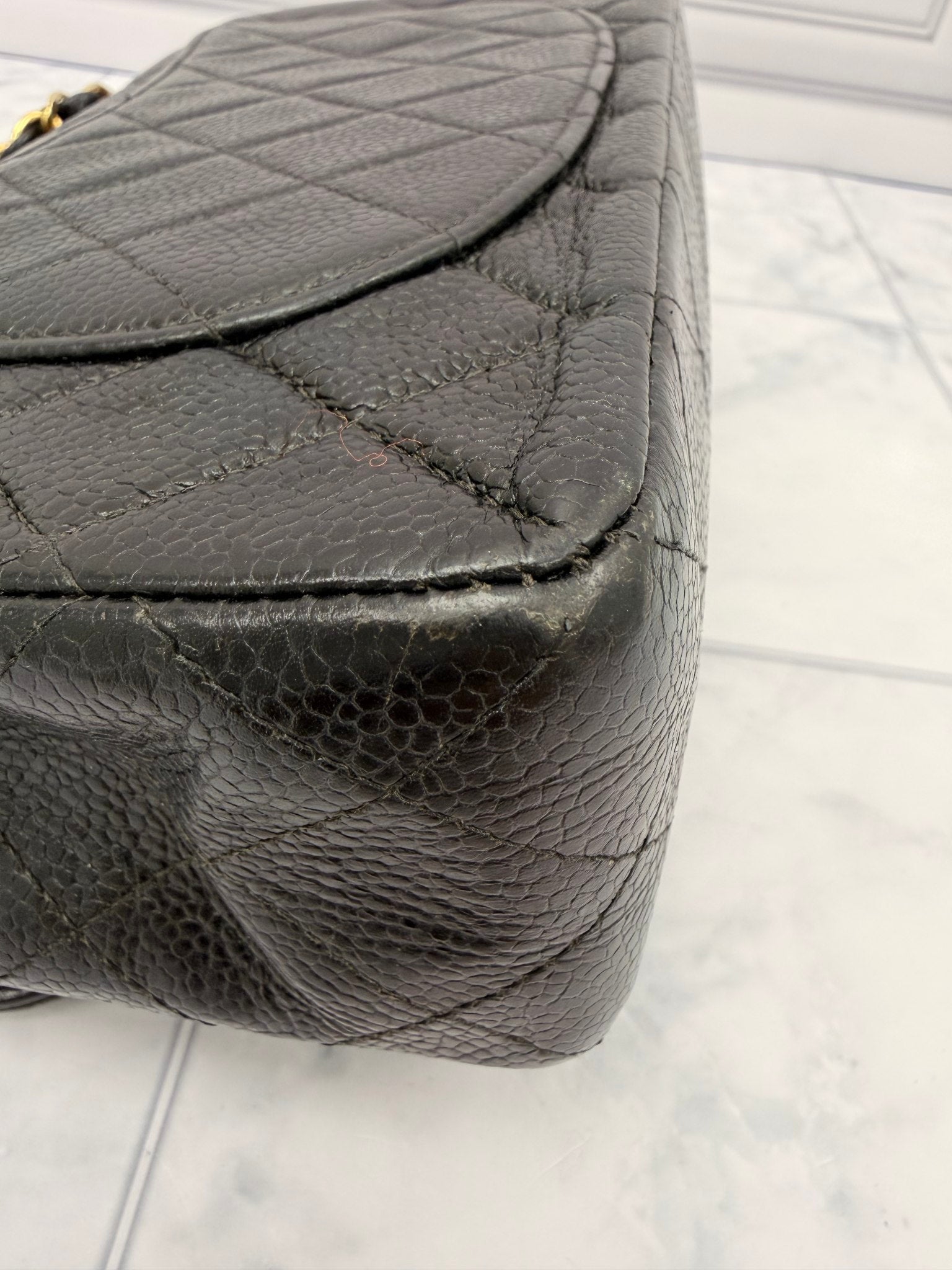 Chanel Black Quilted Caviar Leather Small Classic Double Flap Bag 