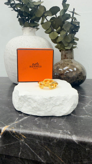 Hermes Gold Tone Chaine Scarf Ring