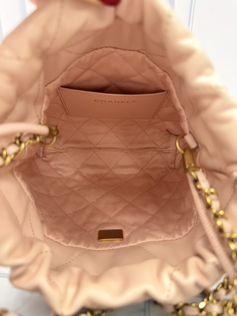 Chanel Pale Pink Quilted Leather 22 Hobo Crossbody