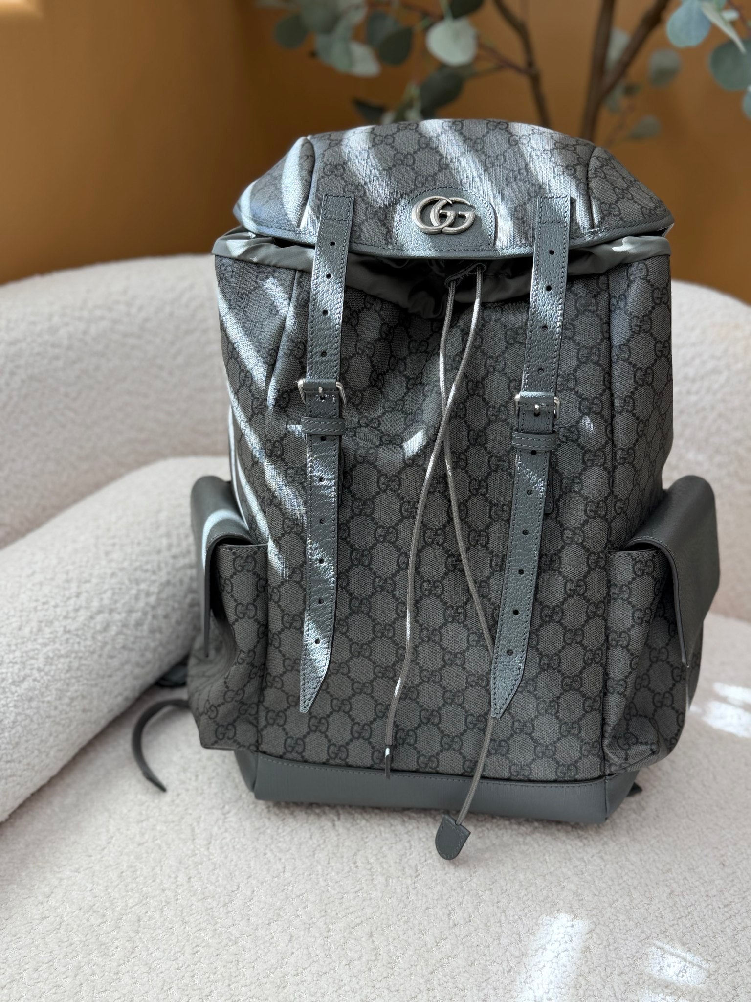 Gucci Gray Coated Canvas Ophidia Backpack