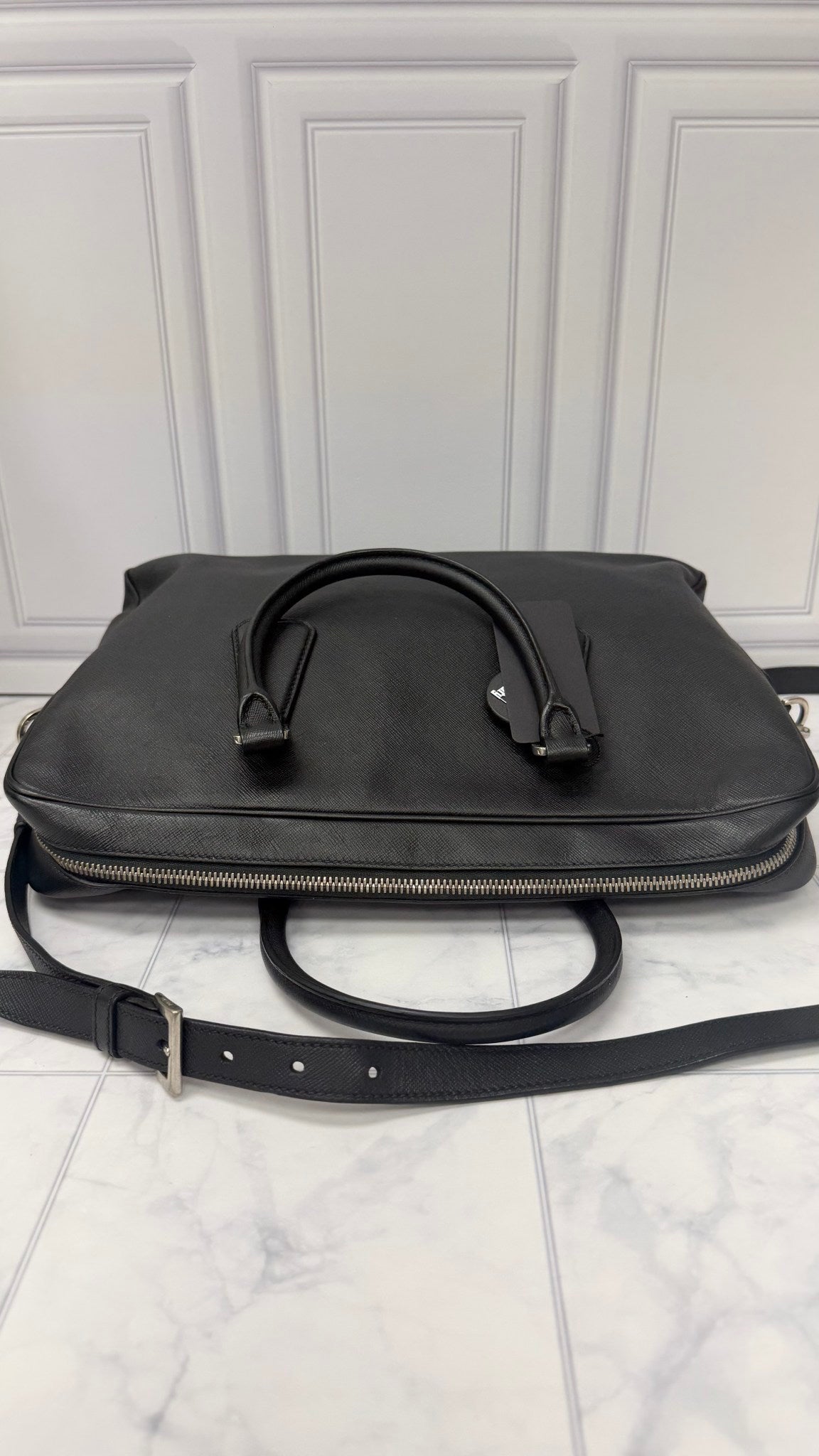 Prada Black Saffiano Leather Briefcase