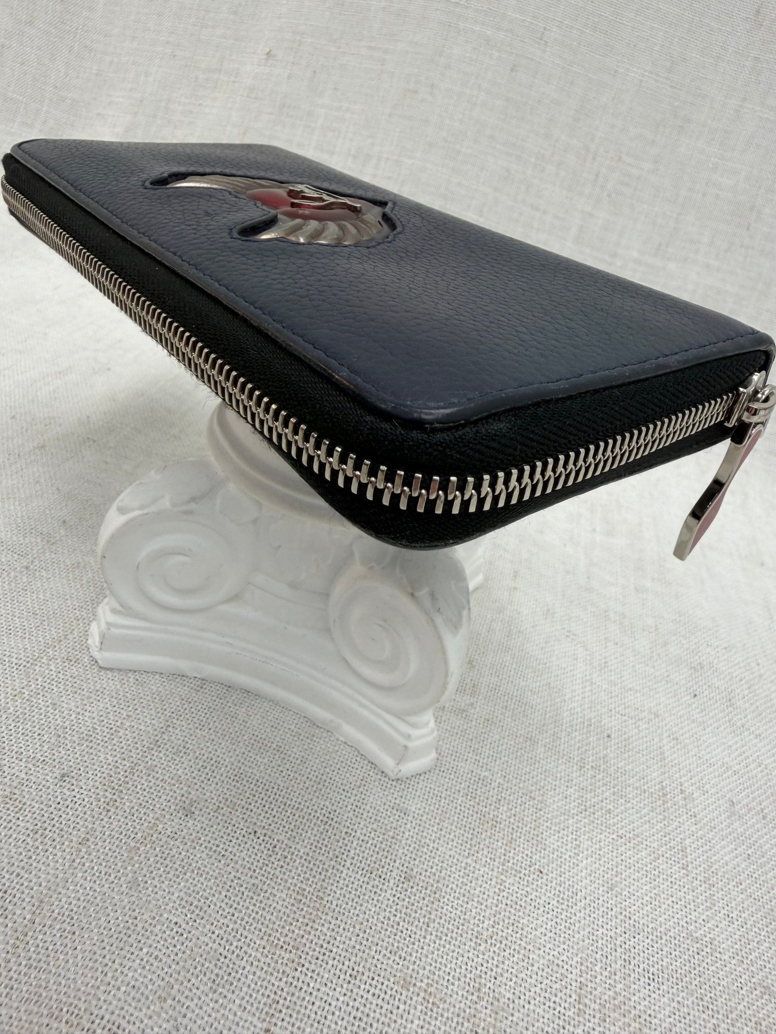 Christian Louboutin Blue Leather Heart Zippy Wallet