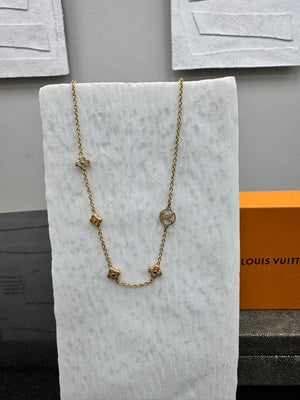 Louis Vuitton Gold Tone Flower Full Necklace