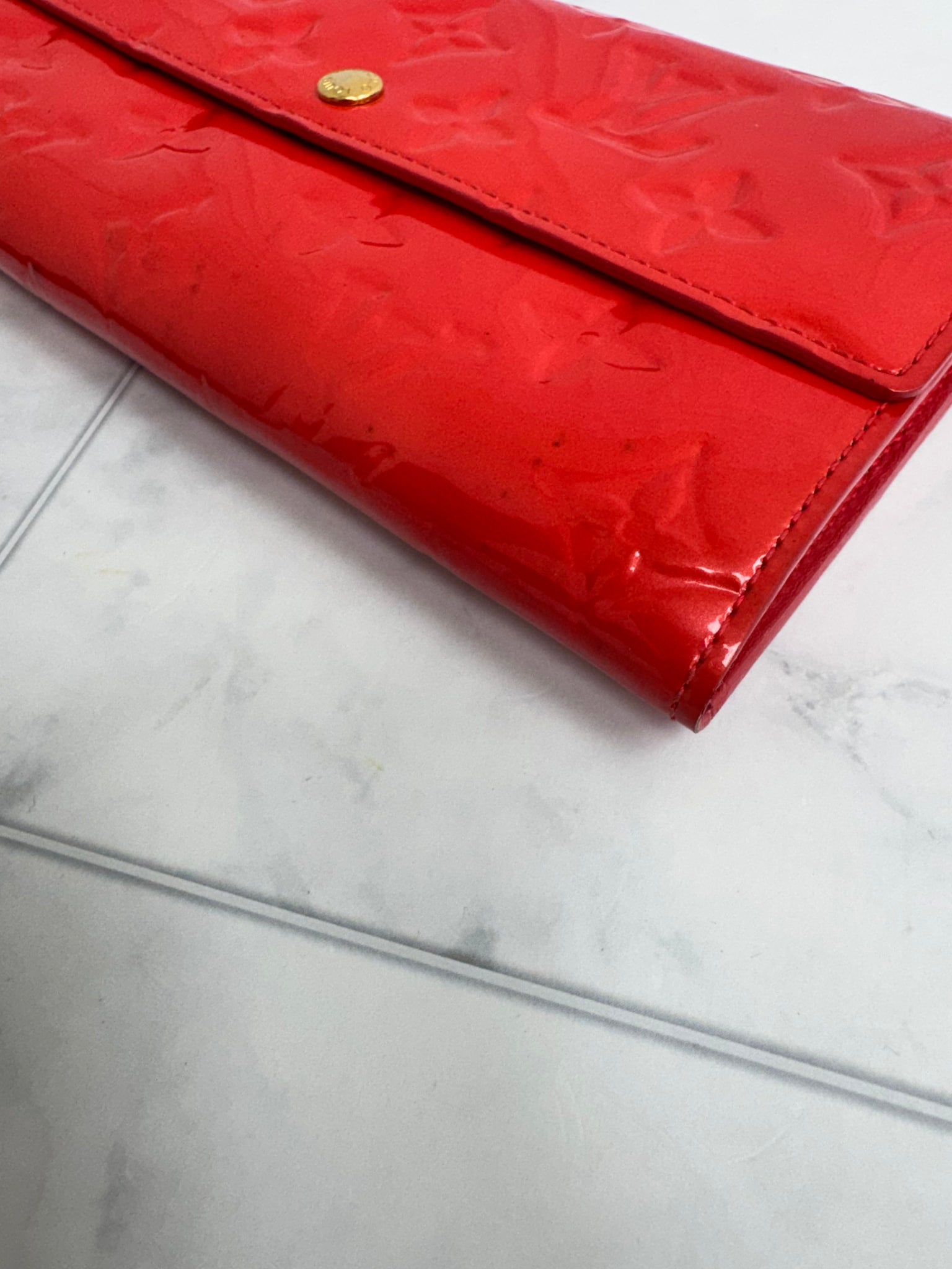 Louis Vuitton Red Patent Leather Vernis Sarah Long Wallet