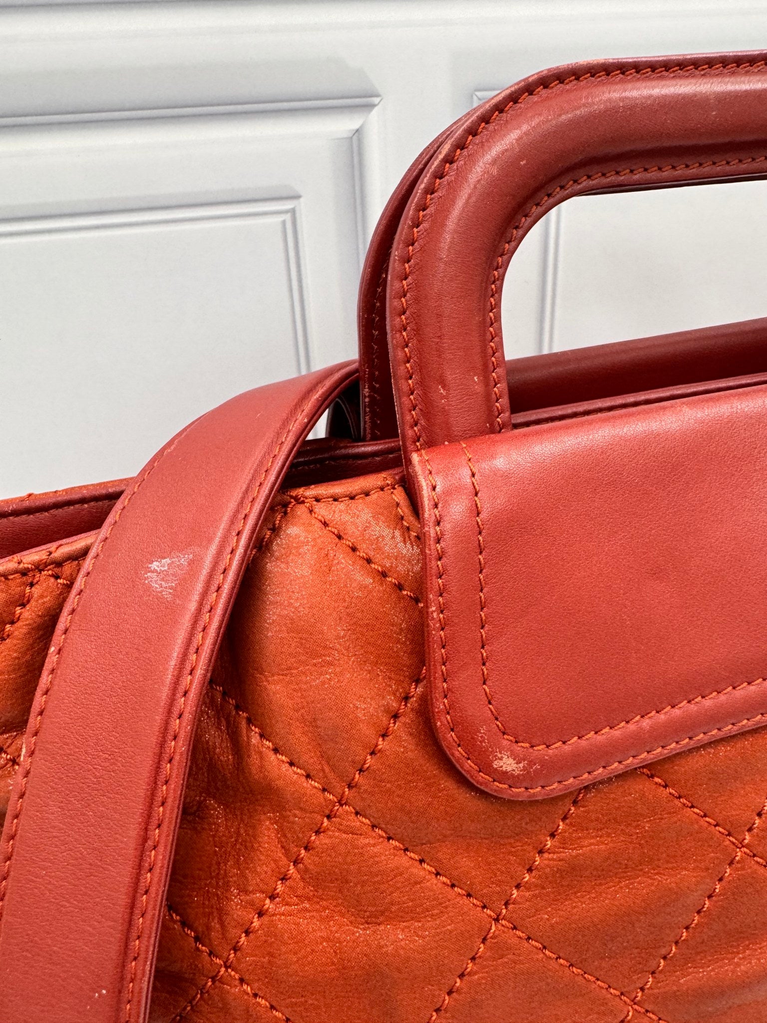 Chanel Red Iridescent Calfskin Leather "In the Mix" Large Shopping Tote Bag