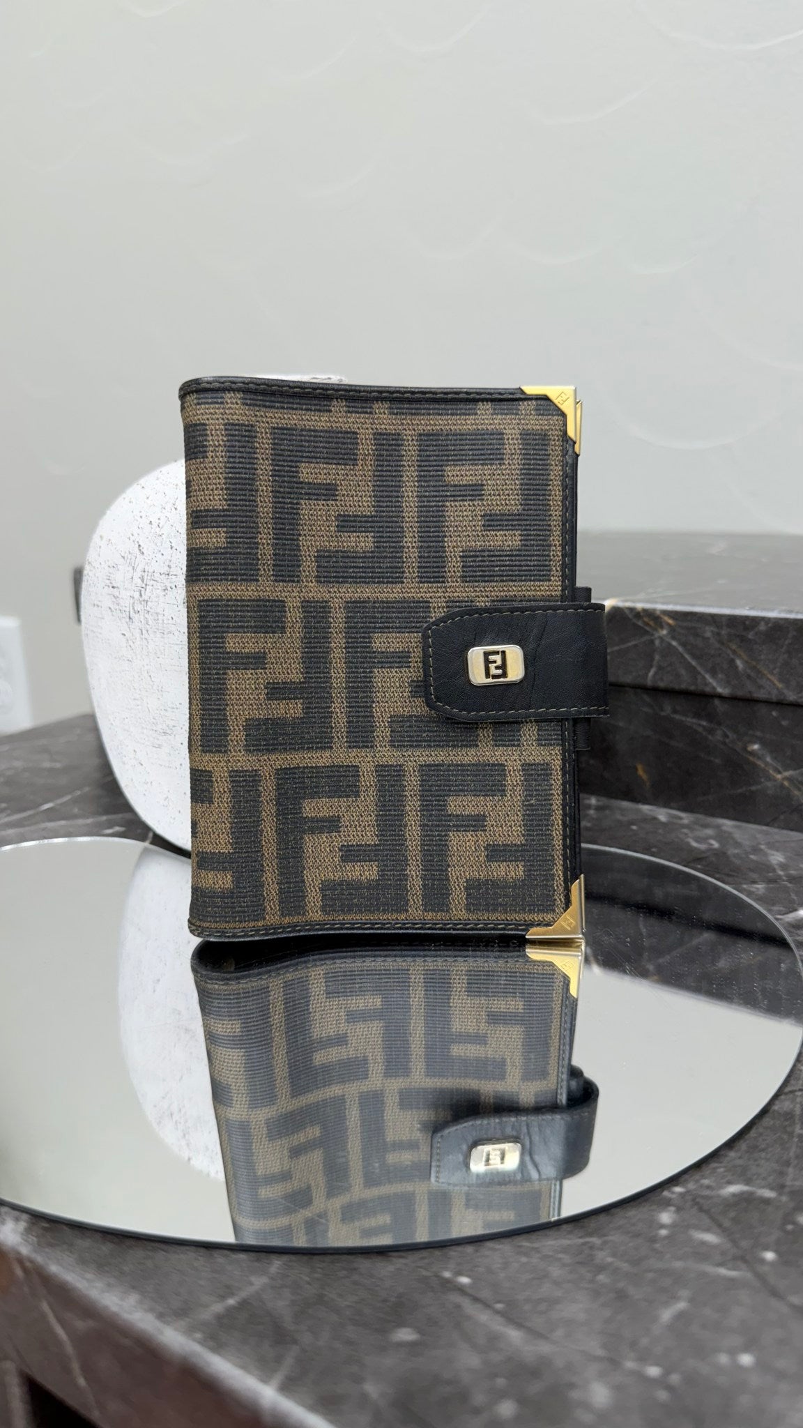 Fendi Vintage Zucca Coated Canvas Password Agenda Cover 