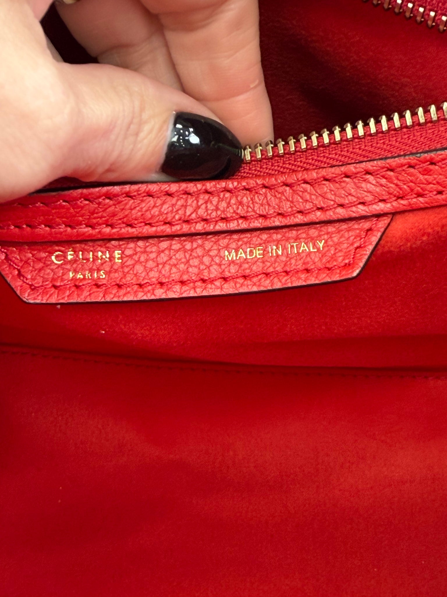 Celine Red Leather Micro Luggage Tote