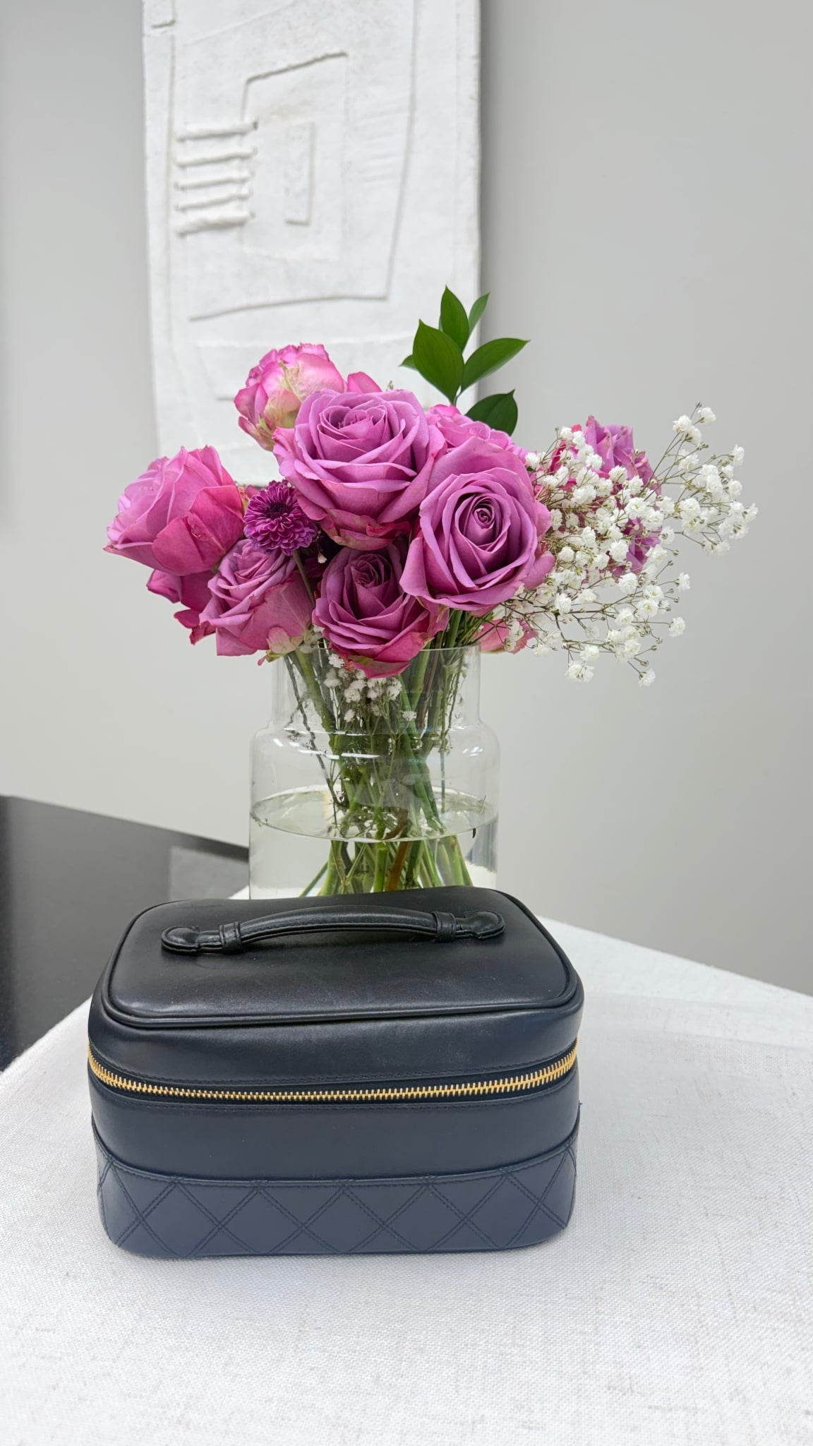Chanel Vintage Black Lambskin Vanity Case 