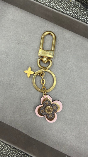 Louis Vuitton Monogram & Pink Flower Bag Charm